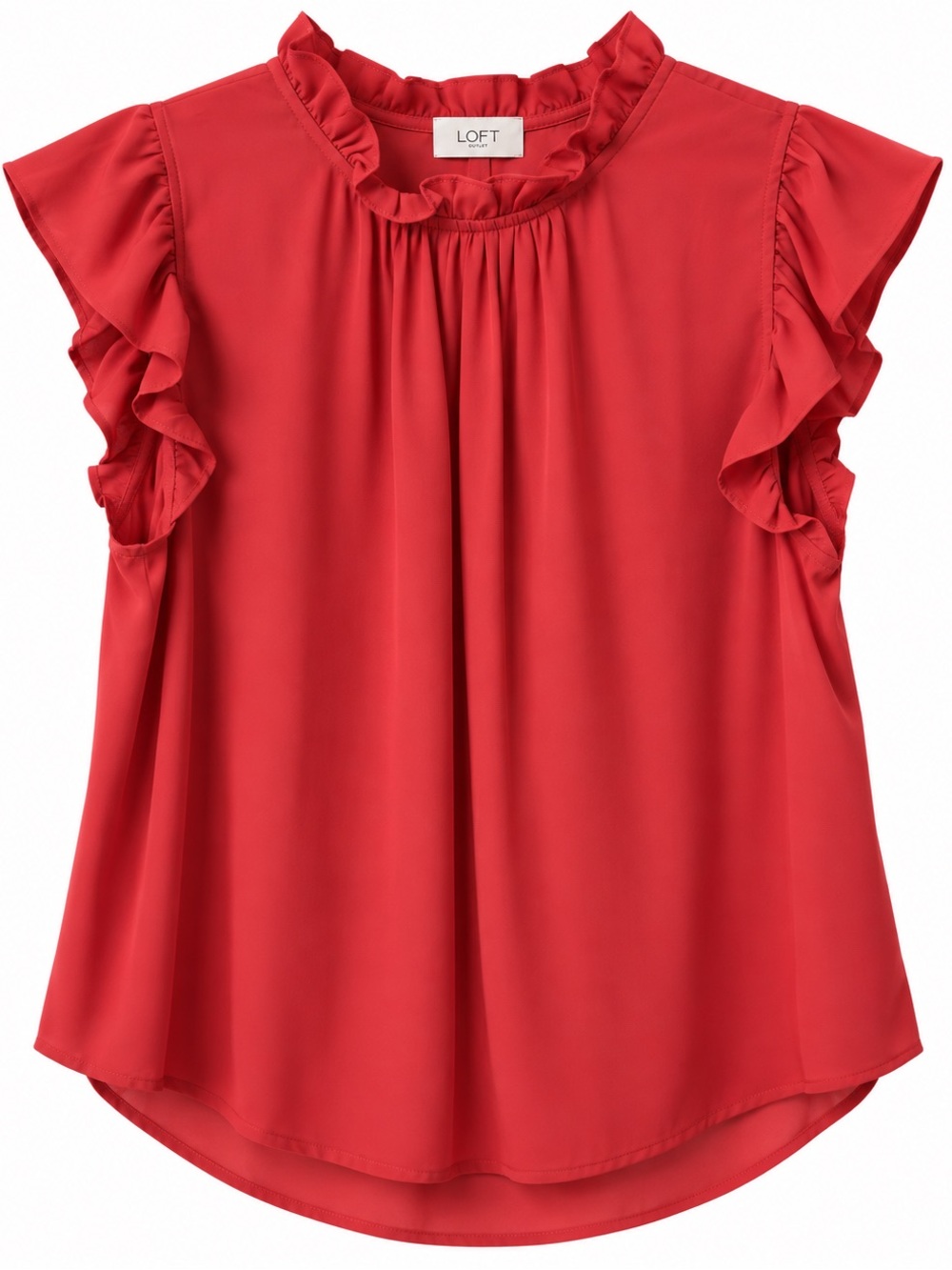 NWT LOFT Outlet Coral Ruffle Flutter Sleeve Blouse Size Large
